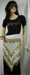 White and Gold Triangular Bellydance Hip Scarf