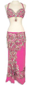 Belly Dance Costume Hot Pink with Silver