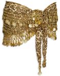 01H-Leopard Print Crochet Bead & Coins Belly Dance Hip Scarve